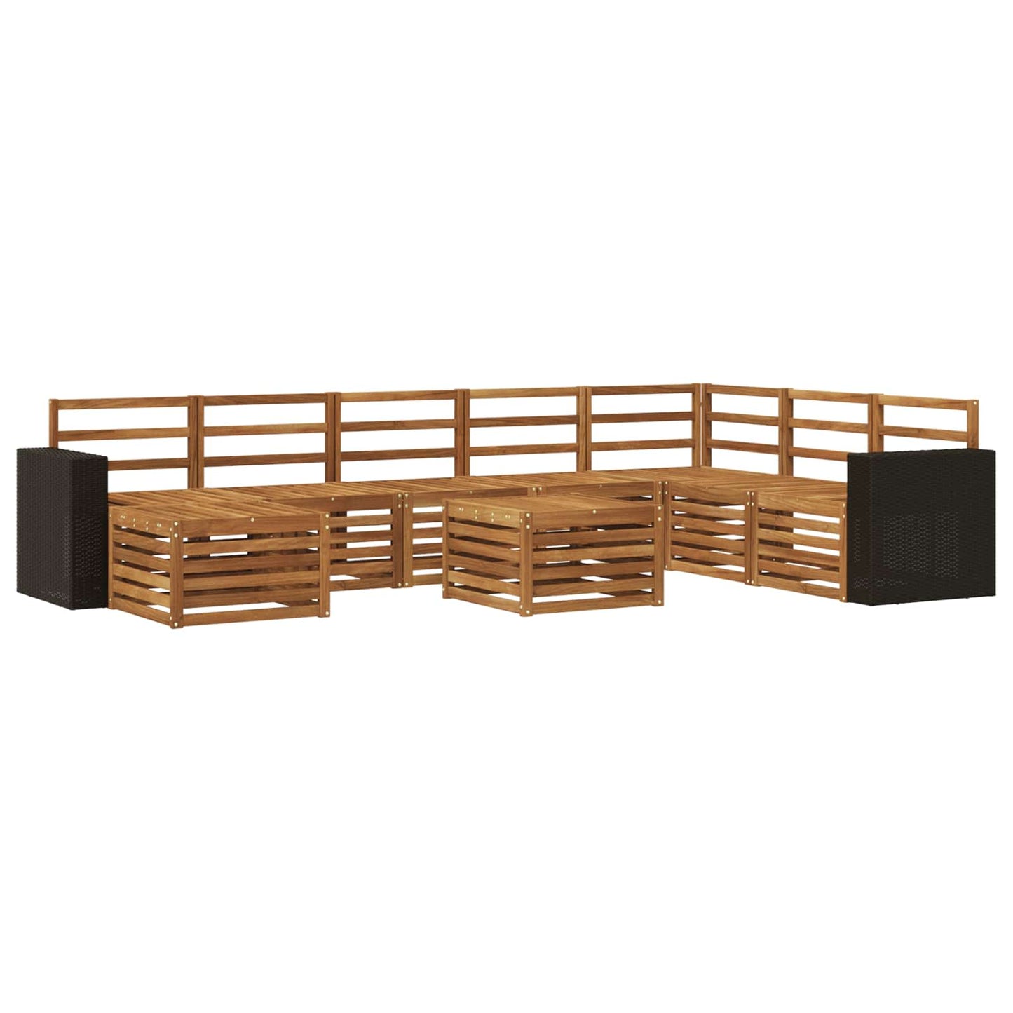 Outdoor Sofa Set 9 pcs Natural Solid Acacia Wood