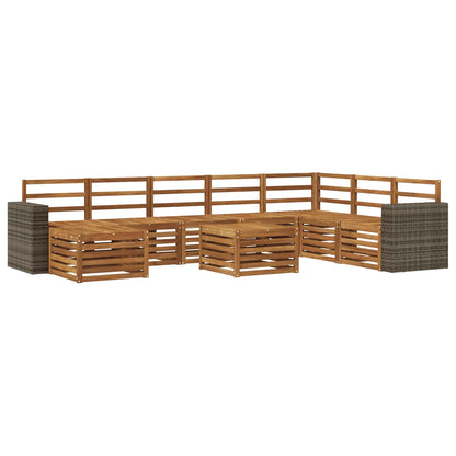Outdoor Sofa Set 9 pcs Natural Solid Acacia Wood