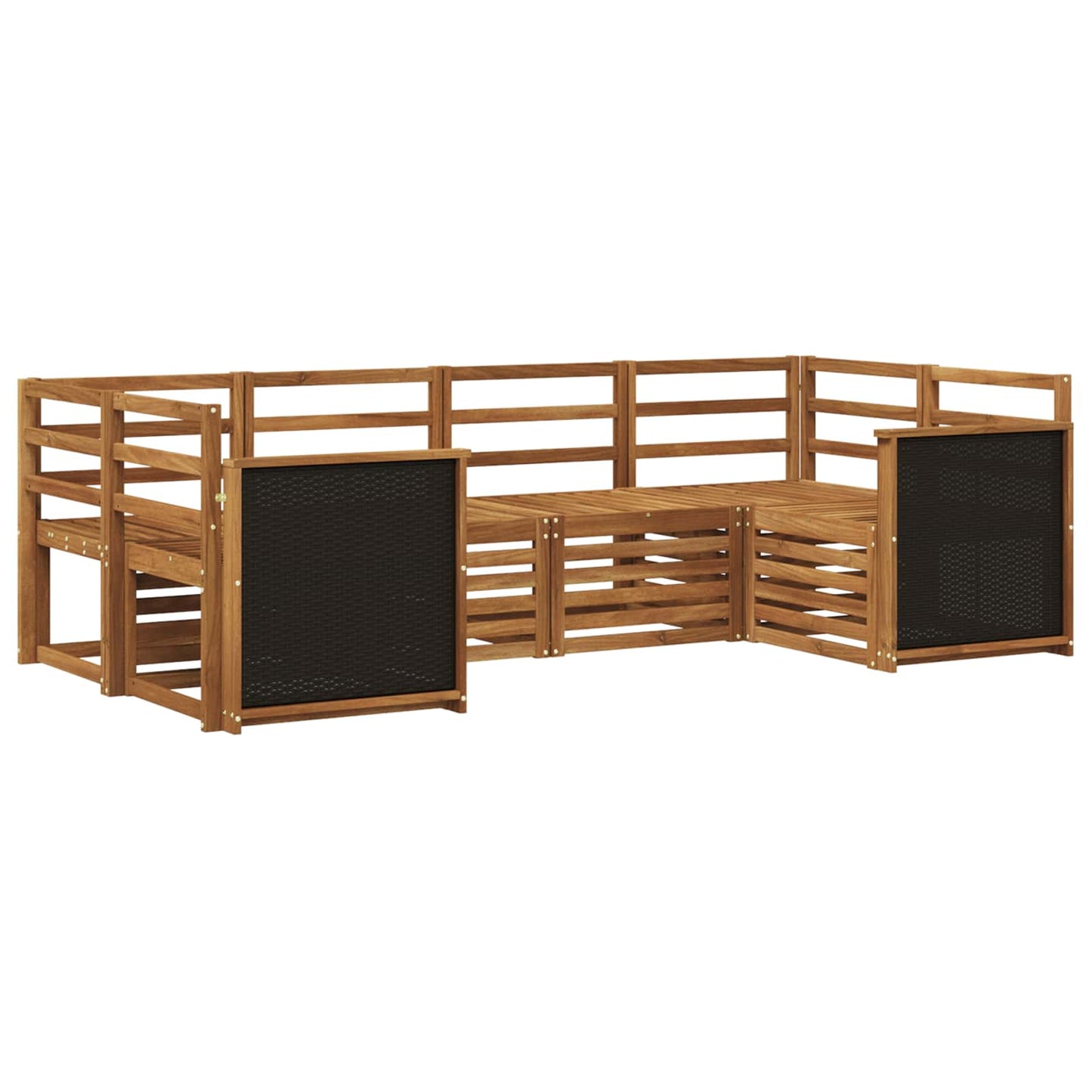 Sectional Sofa Set 5 pcs Natural Solid Acacia Wood