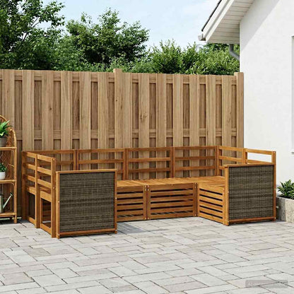 Sectional Sofa Set 5 pcs Natural Solid Acacia Wood