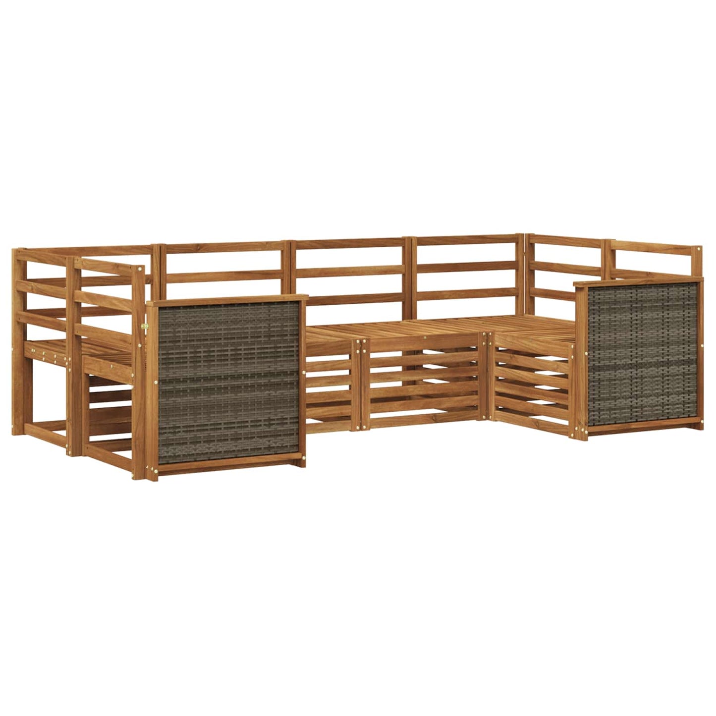 Sectional Sofa Set 5 pcs Natural Solid Acacia Wood