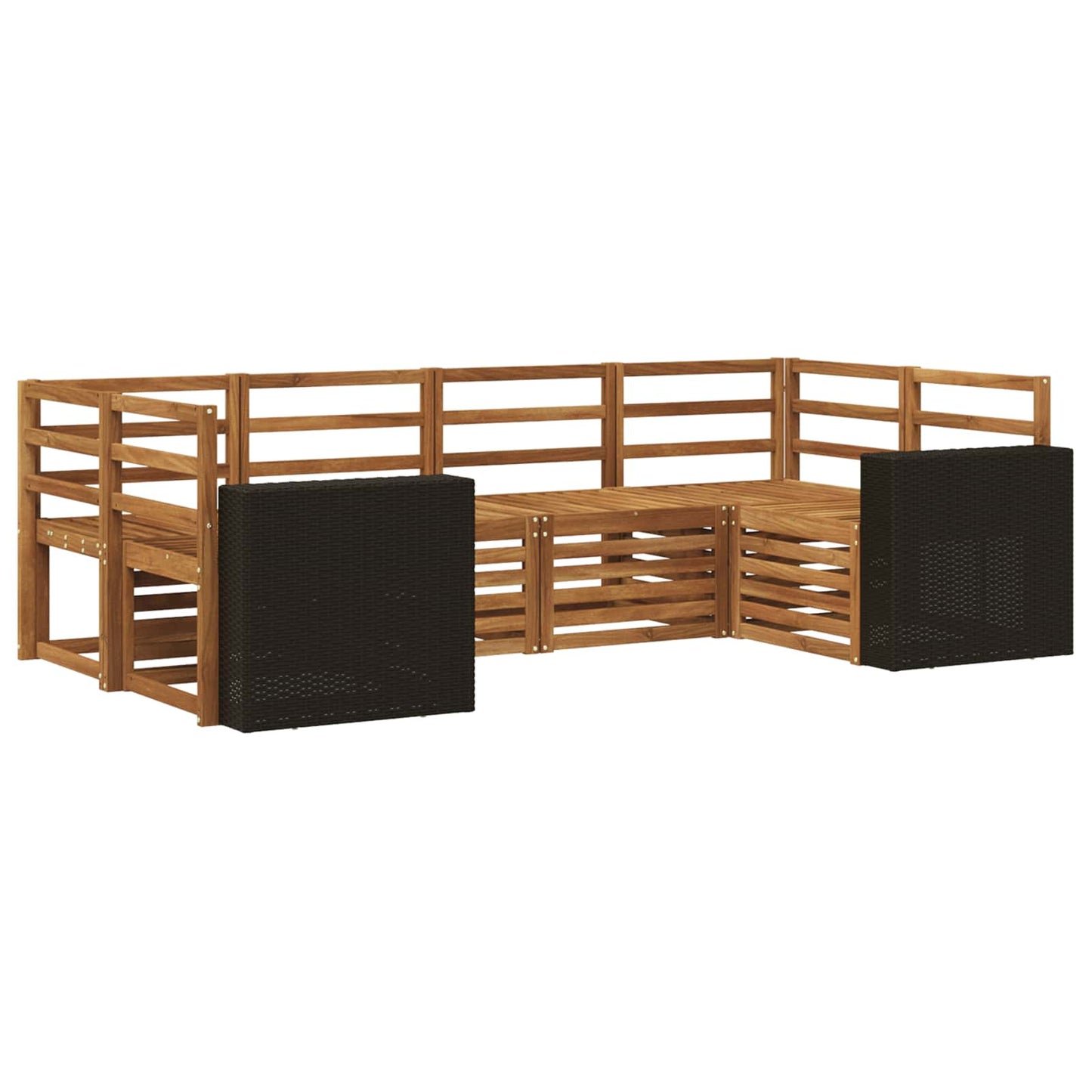 Sectional Sofa Set 6 pcs Natural Solid Acacia Wood