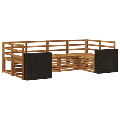Sectional Sofa Set 6 pcs Natural Solid Acacia Wood