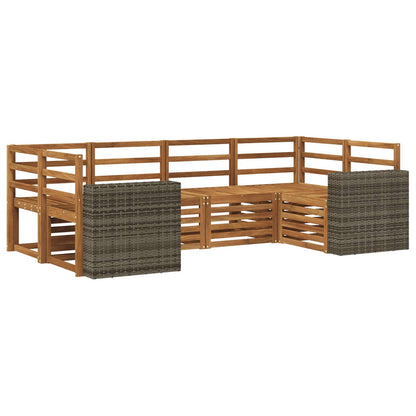 Sectional Sofa Set 6 pcs Natural Solid Acacia Wood