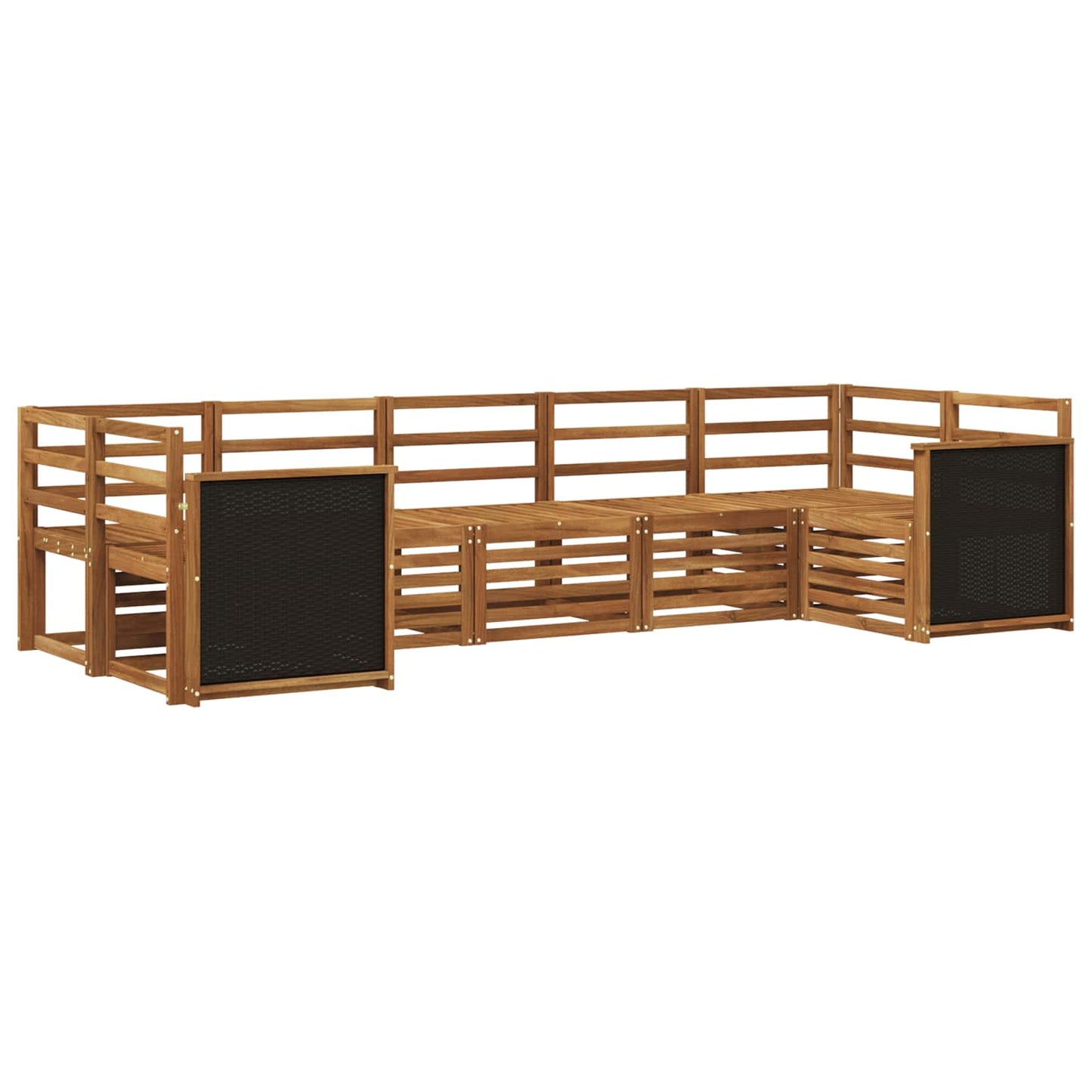 Sectional Sofa Set 6 pcs Natural Solid Acacia Wood