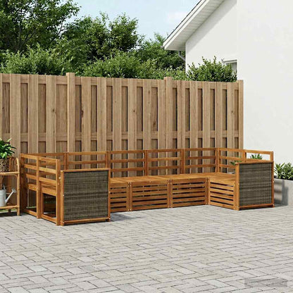 Sectional Sofa Set 6 pcs Natural Solid Acacia Wood