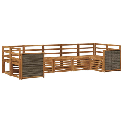 Sectional Sofa Set 6 pcs Natural Solid Acacia Wood