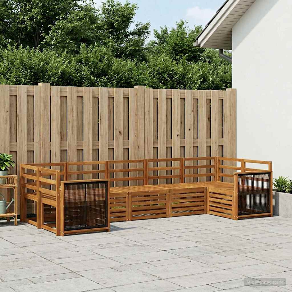 Sectional Sofa Set 6 pcs Natural Solid Acacia Wood