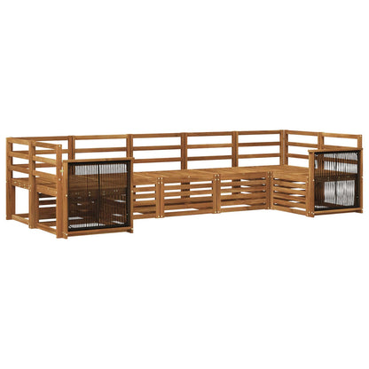 Sectional Sofa Set 6 pcs Natural Solid Acacia Wood