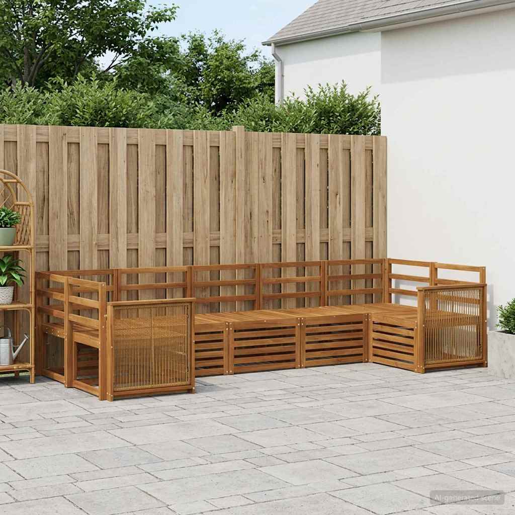 Sectional Sofa Set 6 pcs Natural Solid Acacia Wood