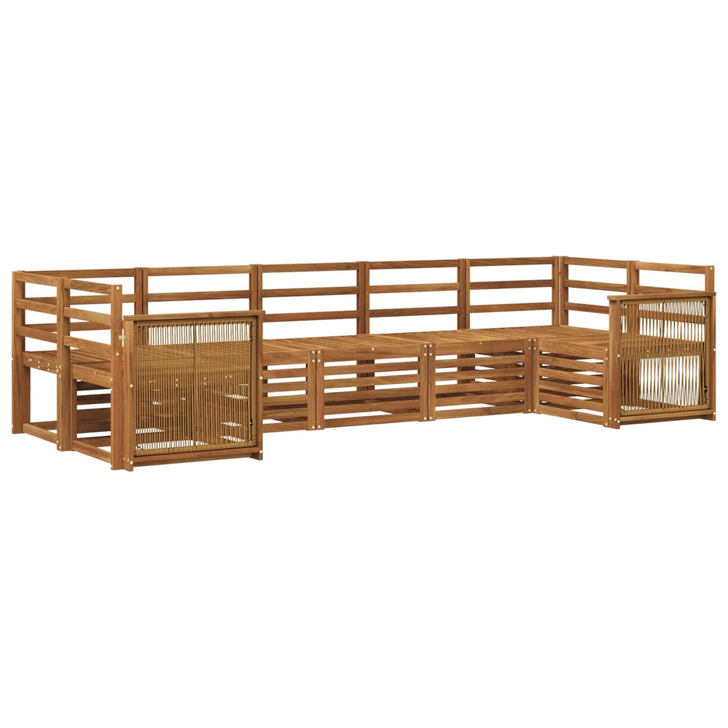 Sectional Sofa Set 6 pcs Natural Solid Acacia Wood