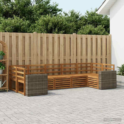 Sectional Sofa Set 7 pcs Natural Solid Acacia Wood