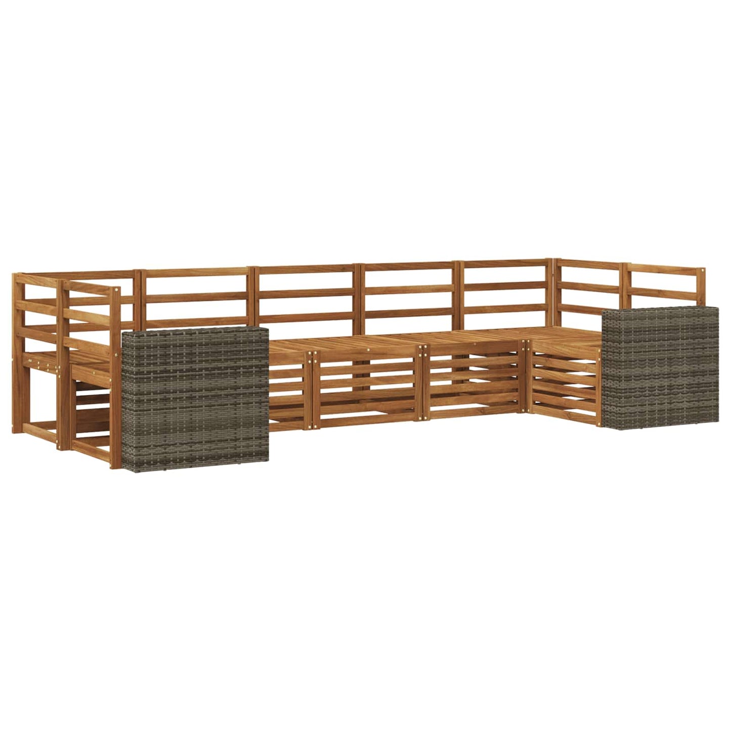 Sectional Sofa Set 7 pcs Natural Solid Acacia Wood