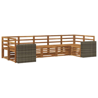 Sectional Sofa Set 7 pcs Natural Solid Acacia Wood