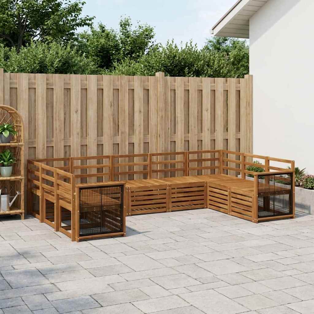 Sectional Sofa Set 7 pcs Natural Solid Acacia Wood