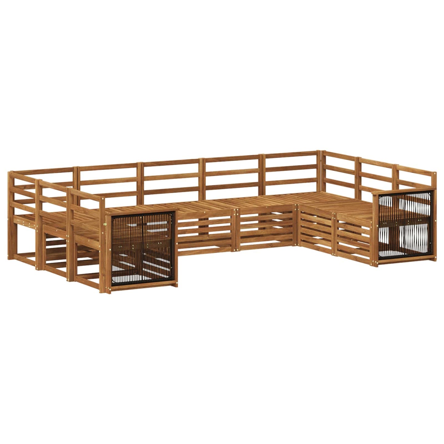 Sectional Sofa Set 7 pcs Natural Solid Acacia Wood