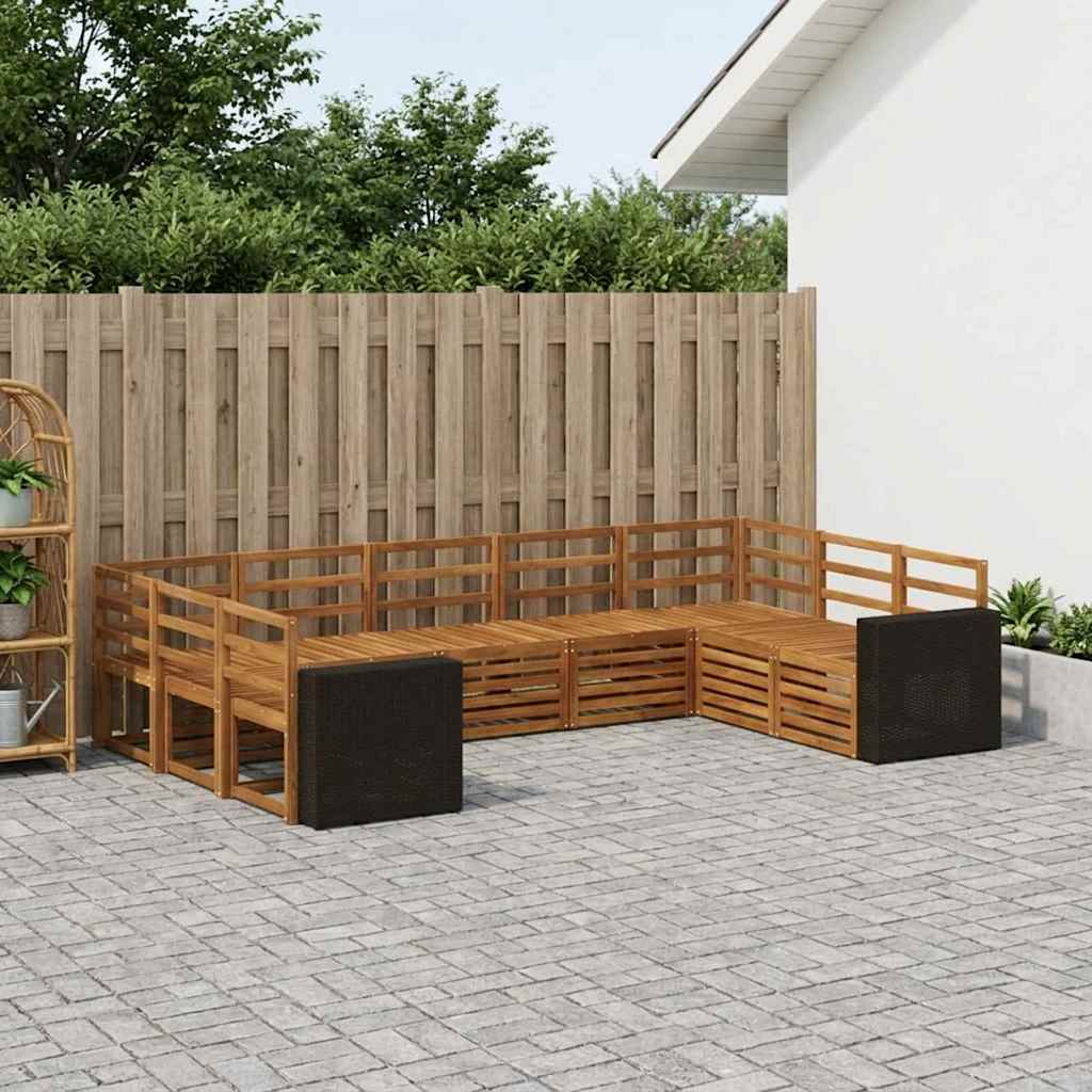 Outdoor Sofa Set 9 pcs Natural Solid Acacia Wood