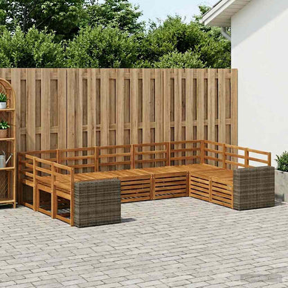 Sectional Sofa Set 9 pcs Natural Solid Acacia Wood