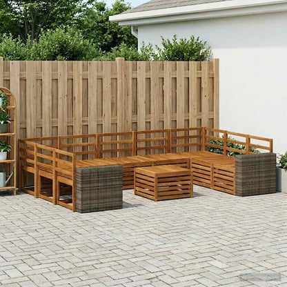 Outdoor Sofa Set 10 pcs Natural Solid Acacia Wood