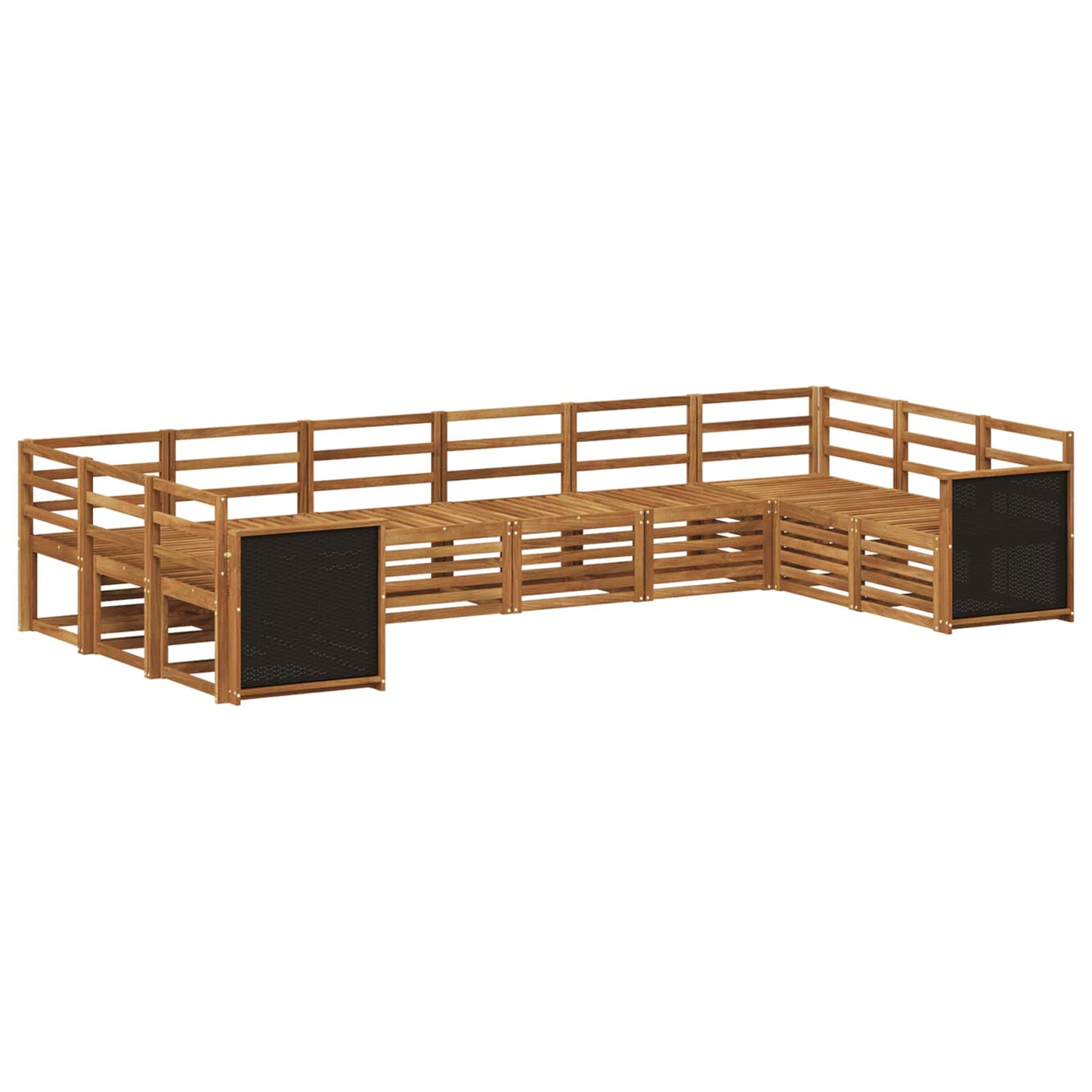 Sectional Sofa Set 7 pcs Natural Solid Acacia Wood
