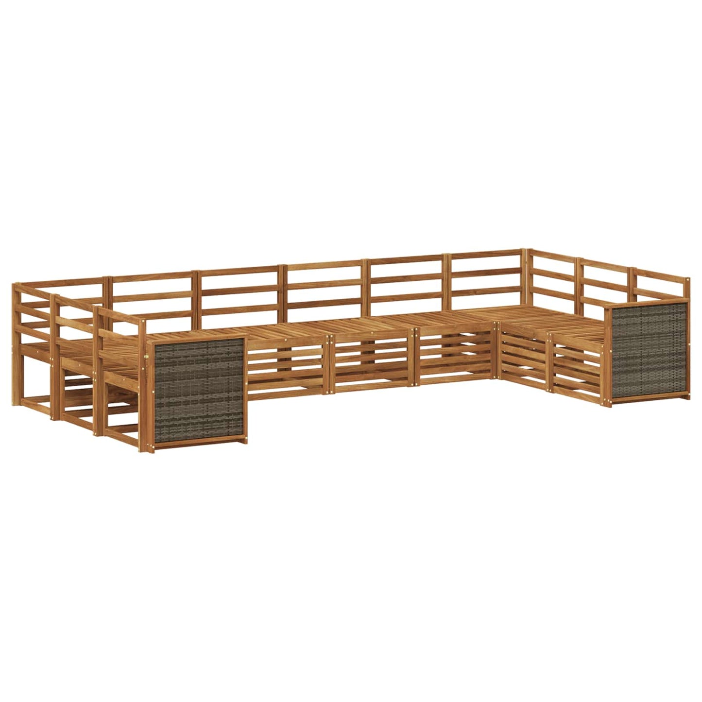 Sectional Sofa Set 7 pcs Natural Solid Acacia Wood