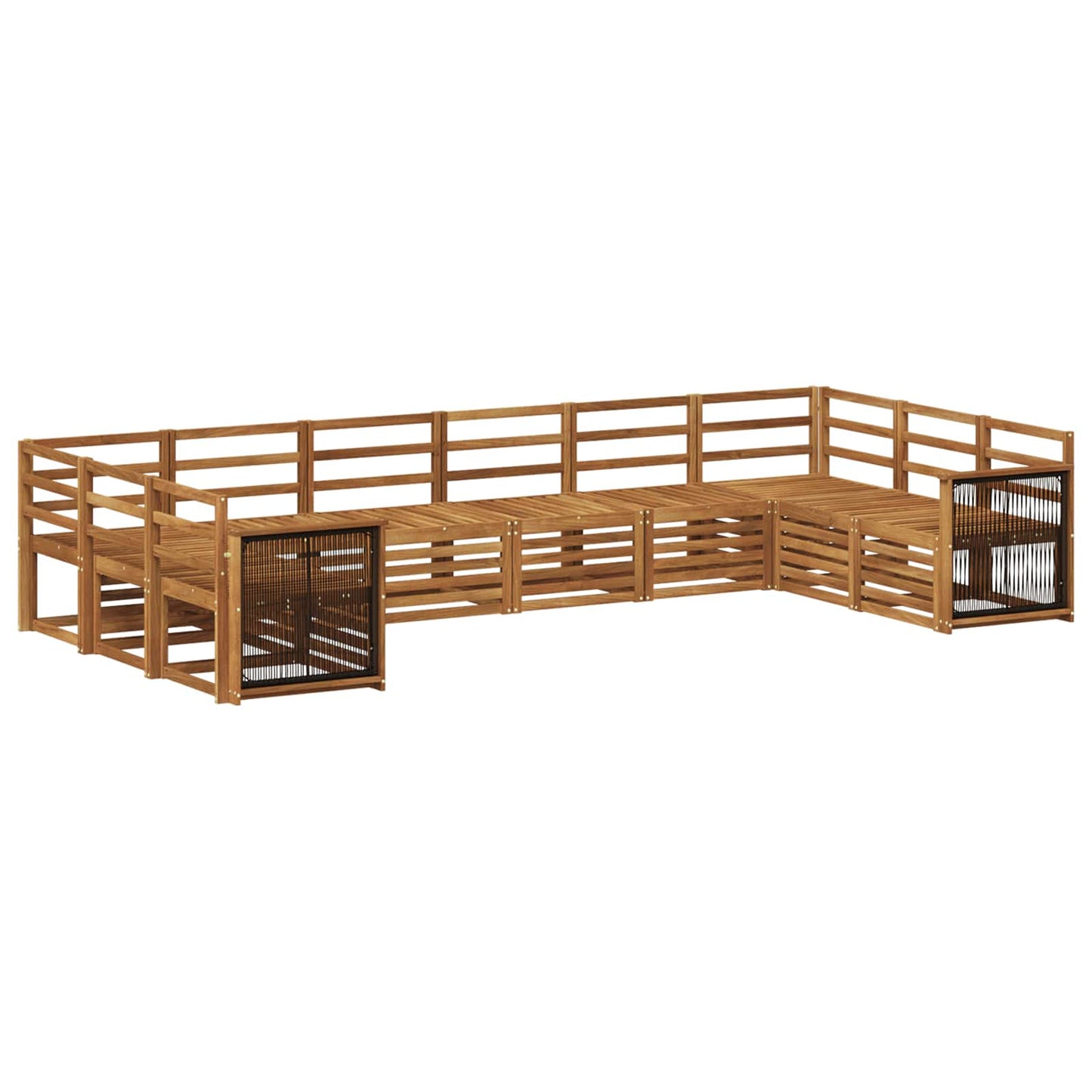 Sectional Sofa Set 7 pcs Natural Solid Acacia Wood