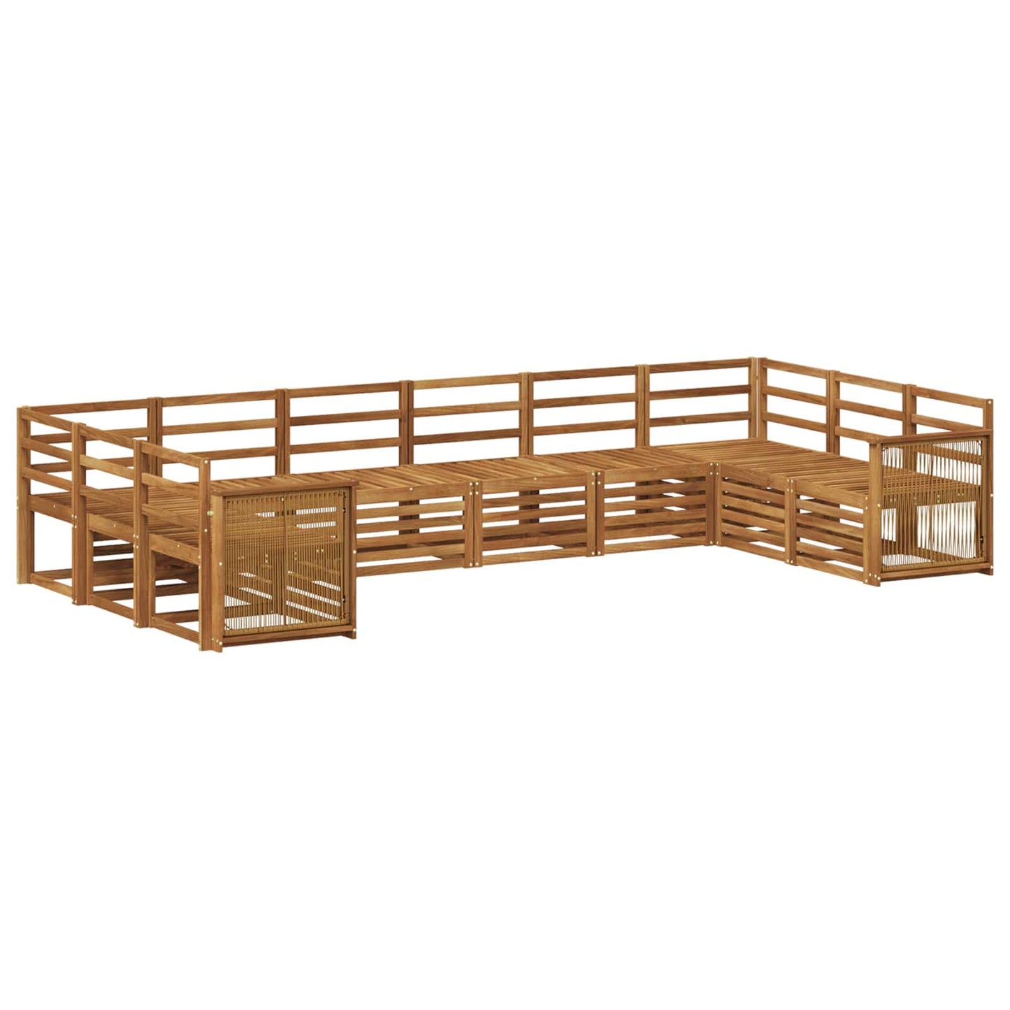 Sectional Sofa Set 7 pcs Natural Solid Acacia Wood