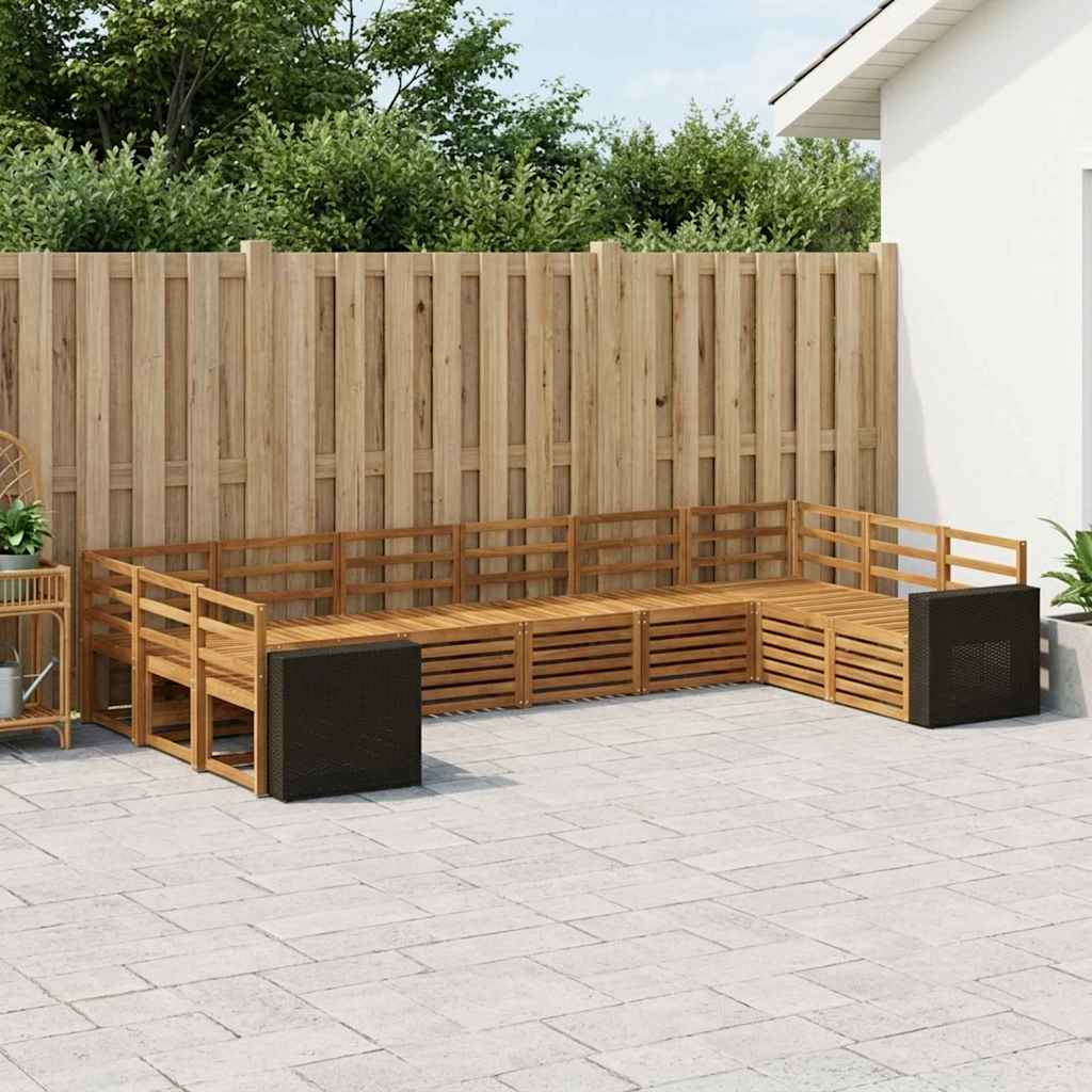 Sectional Sofa Set 10 pcs Natural Solid Acacia Wood