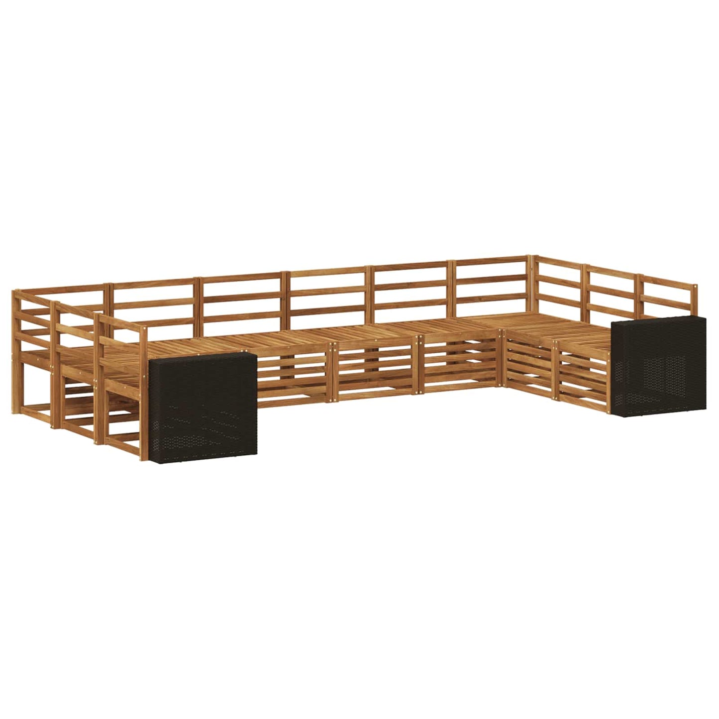 Sectional Sofa Set 10 pcs Natural Solid Acacia Wood