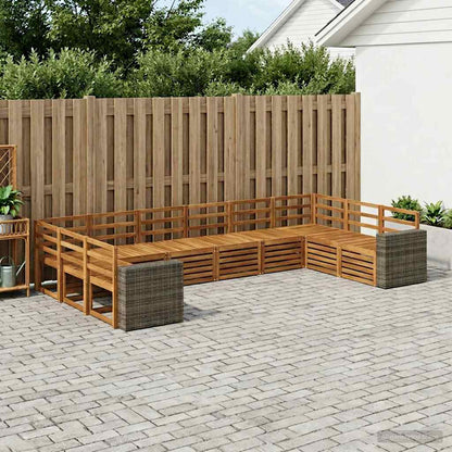 Outdoor Sofa Set 10 pcs Natural Solid Acacia Wood