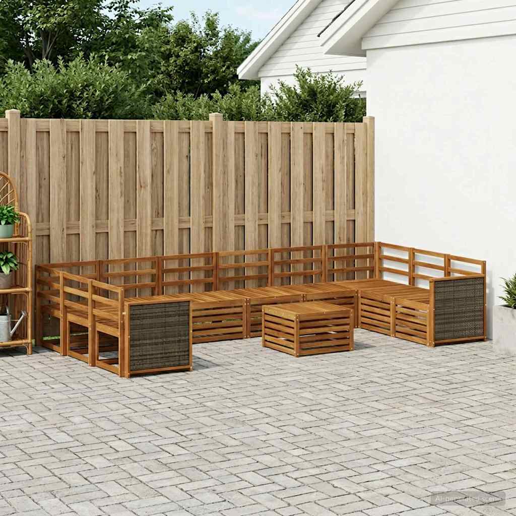 Outdoor Sofa Set 8 pcs Natural Solid Acacia Wood