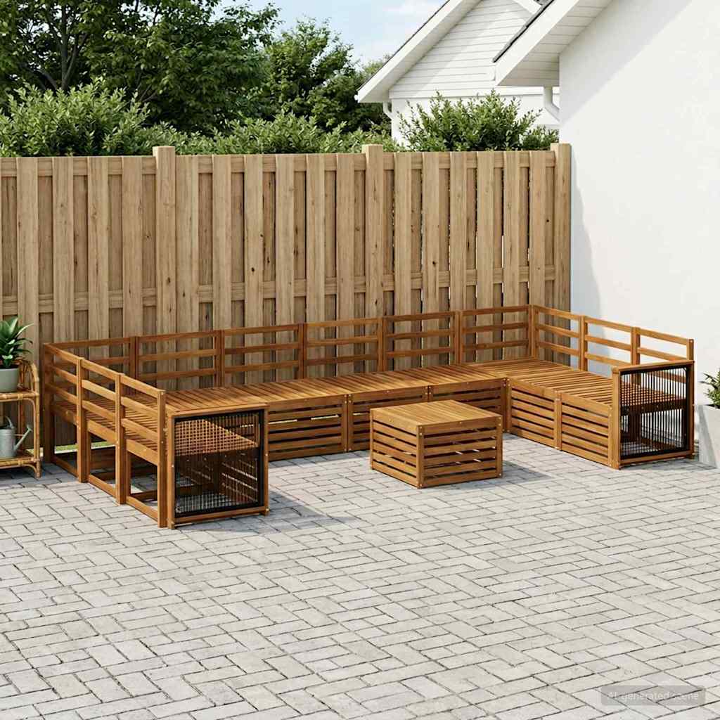 Outdoor Sofa Set 8 pcs Natural Solid Acacia Wood