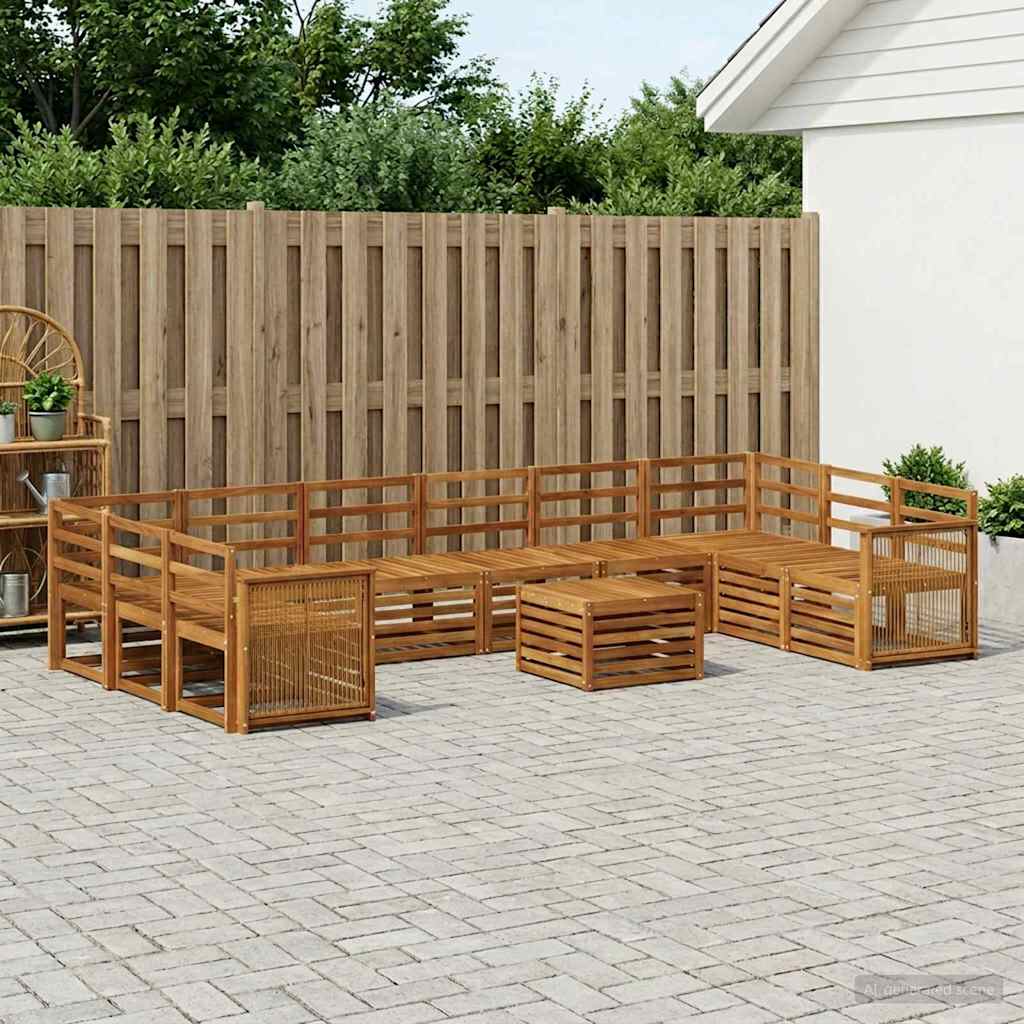 Outdoor Sofa Set 8 pcs Natural Solid Acacia Wood