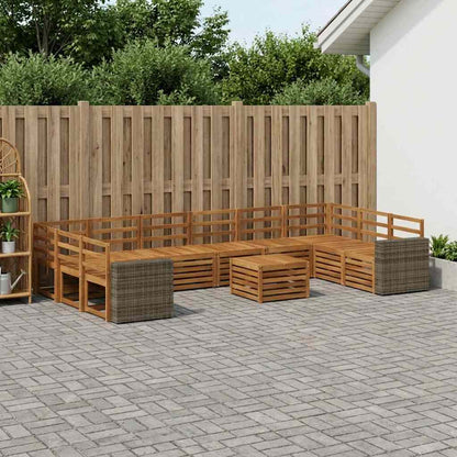 Outdoor Sofa Set 11 pcs Natural Solid Acacia Wood