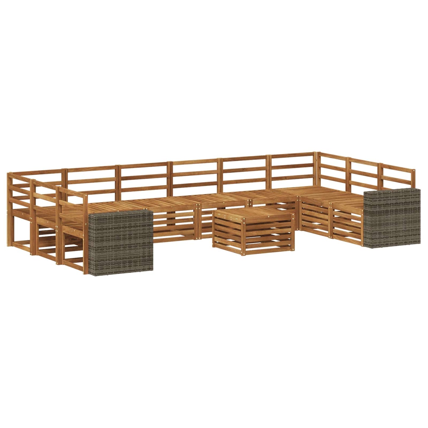 Outdoor Sofa Set 11 pcs Natural Solid Acacia Wood