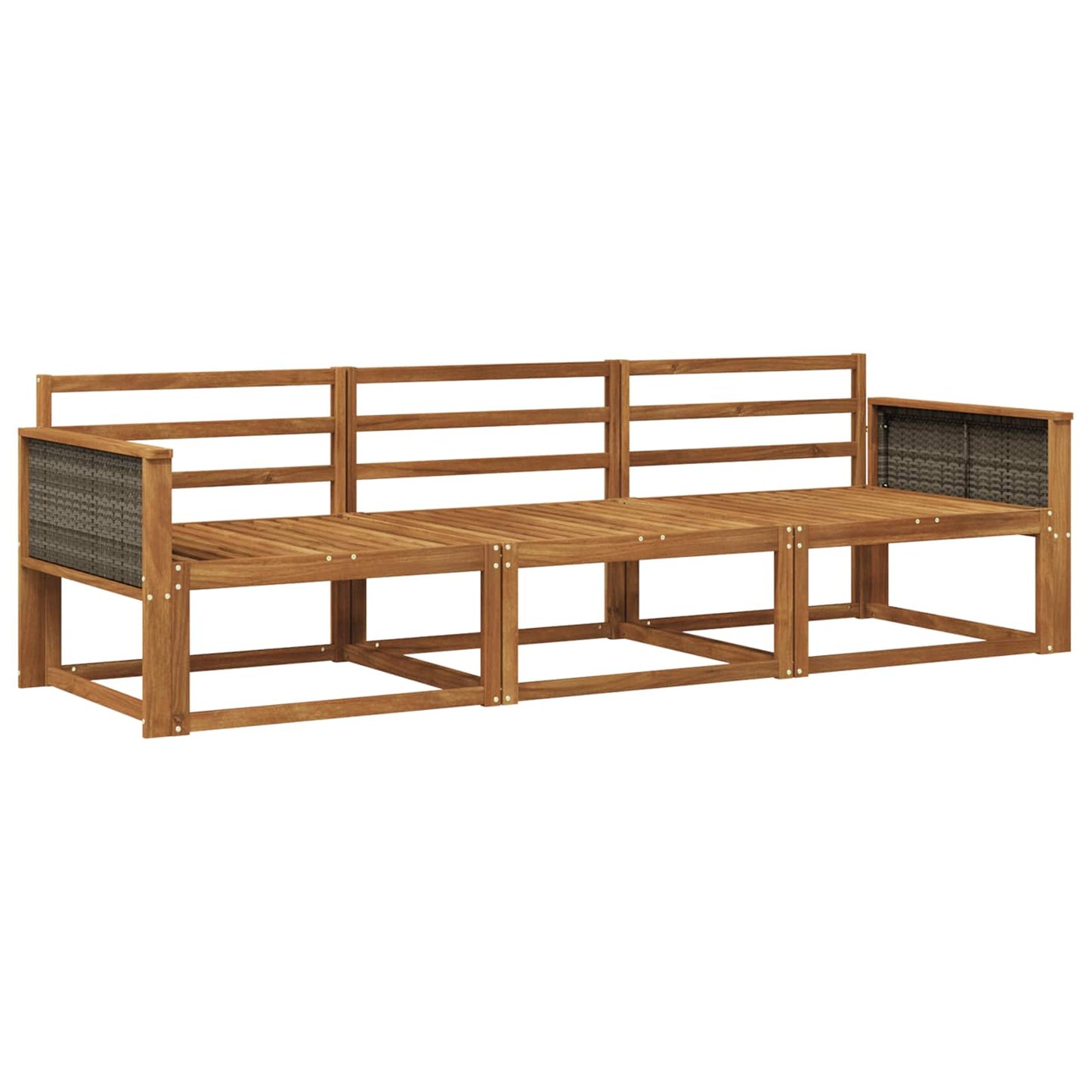 Outdoor Sofa Set 3 pcs Natural Solid Acacia Wood