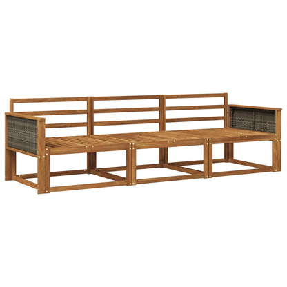 Outdoor Sofa Set 3 pcs Natural Solid Acacia Wood