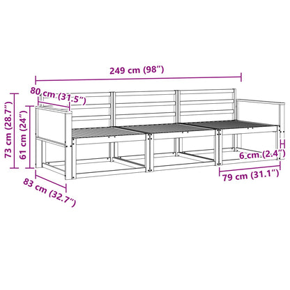 Outdoor Sofa Set 3 pcs Natural Solid Acacia Wood