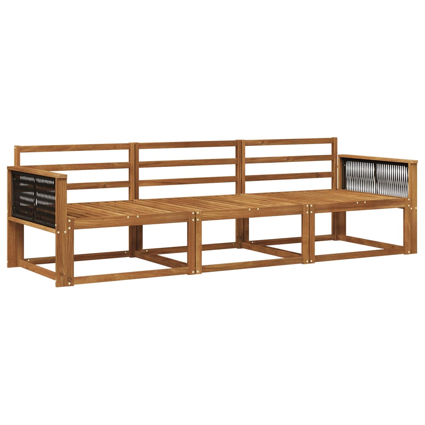 Outdoor Sofa Set 3 pcs Natural Solid Acacia Wood