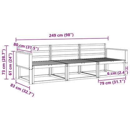 Outdoor Sofa Set 3 pcs Natural Solid Acacia Wood