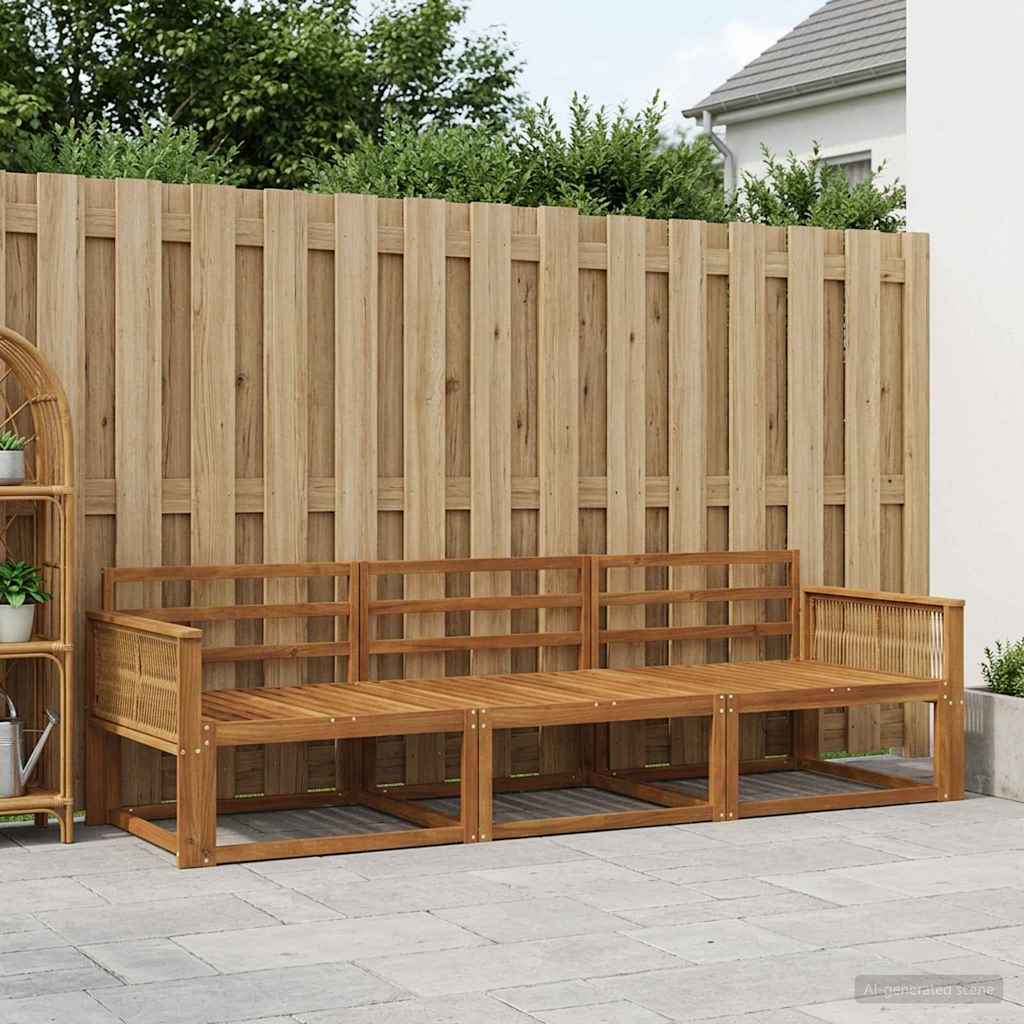 Outdoor Sofa Set 3 pcs Natural Solid Acacia Wood
