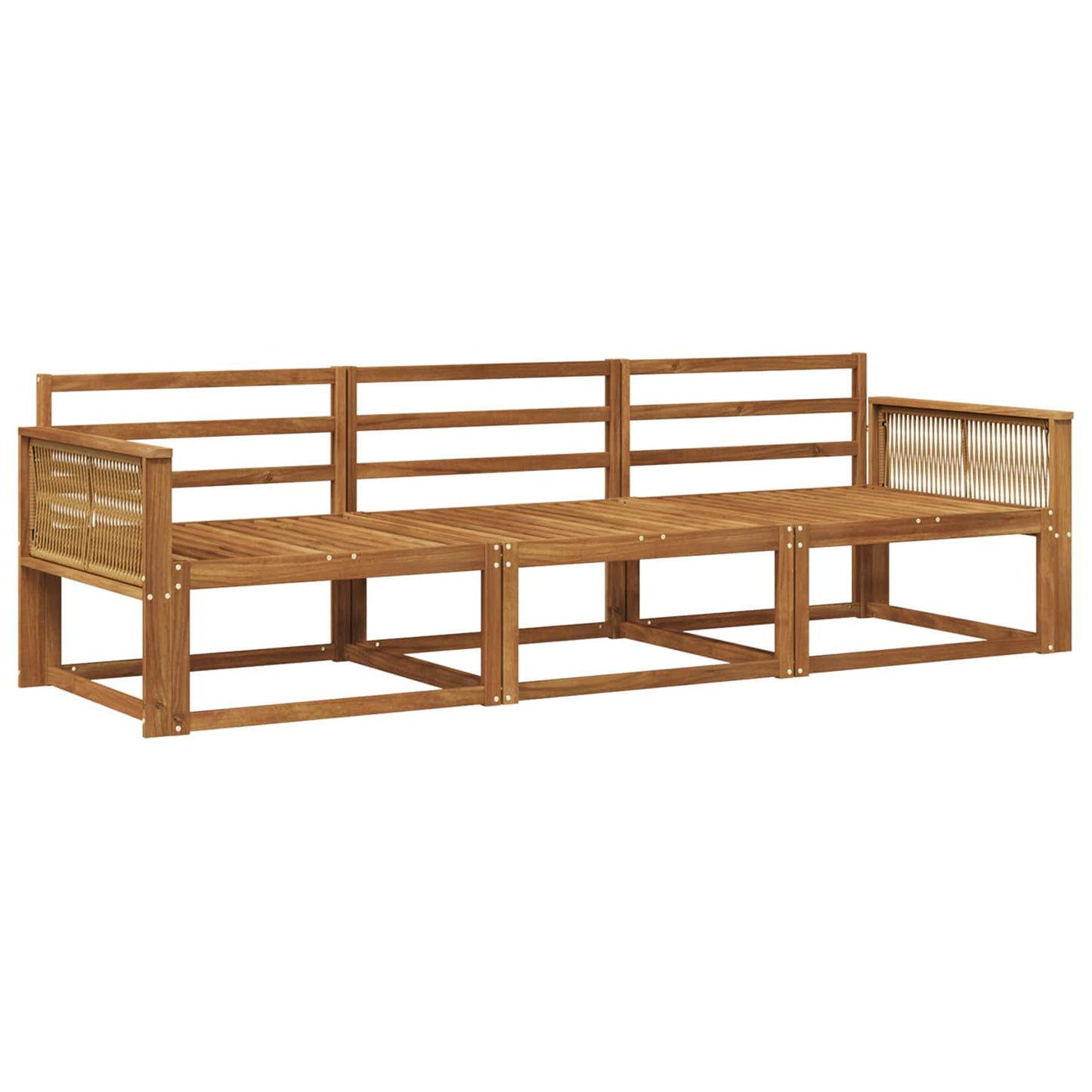 Outdoor Sofa Set 3 pcs Natural Solid Acacia Wood