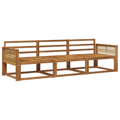 Outdoor Sofa Set 3 pcs Natural Solid Acacia Wood