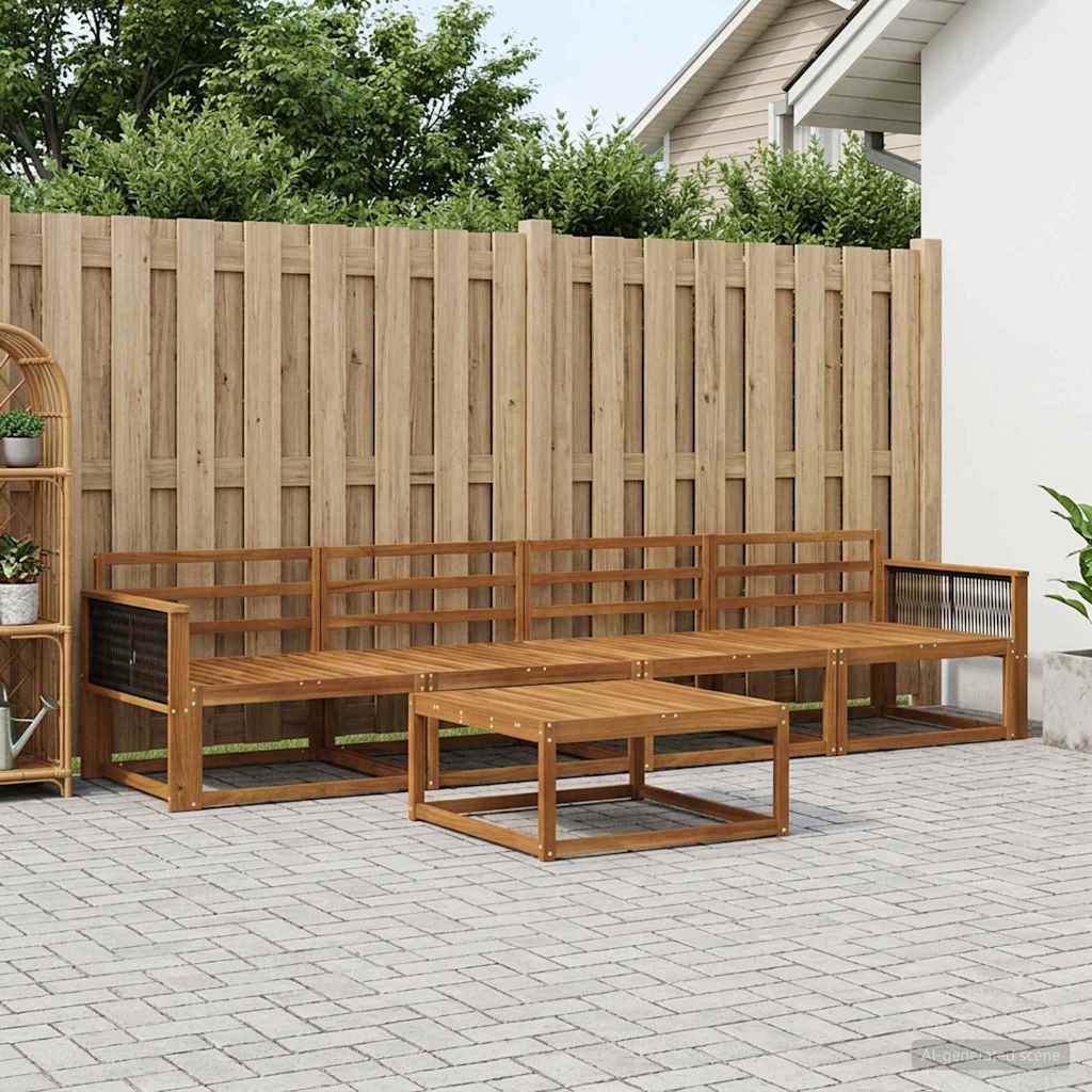 Outdoor Sofa Set 5 pcs Natural Solid Acacia Wood