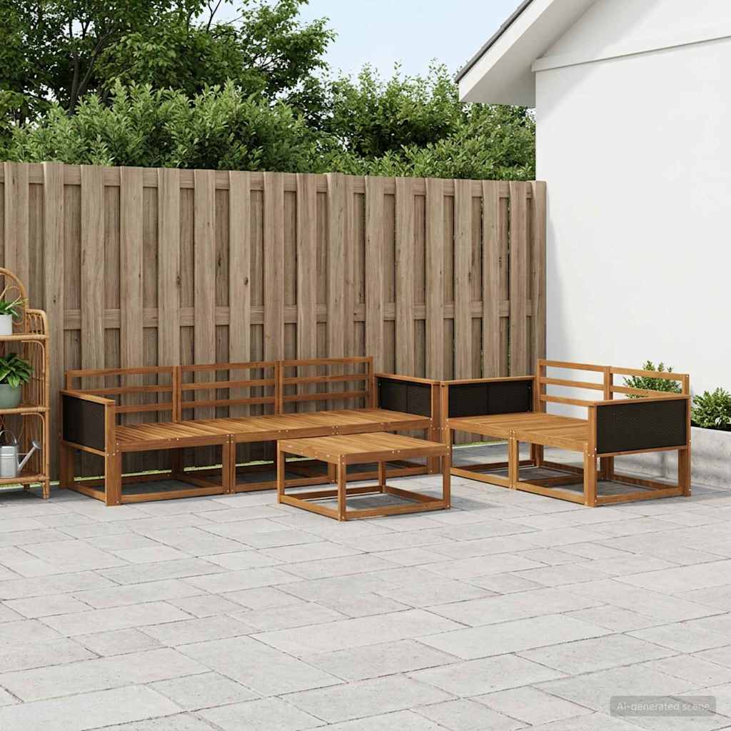 Outdoor Sofa Set 6 pcs Natural Solid Acacia Wood