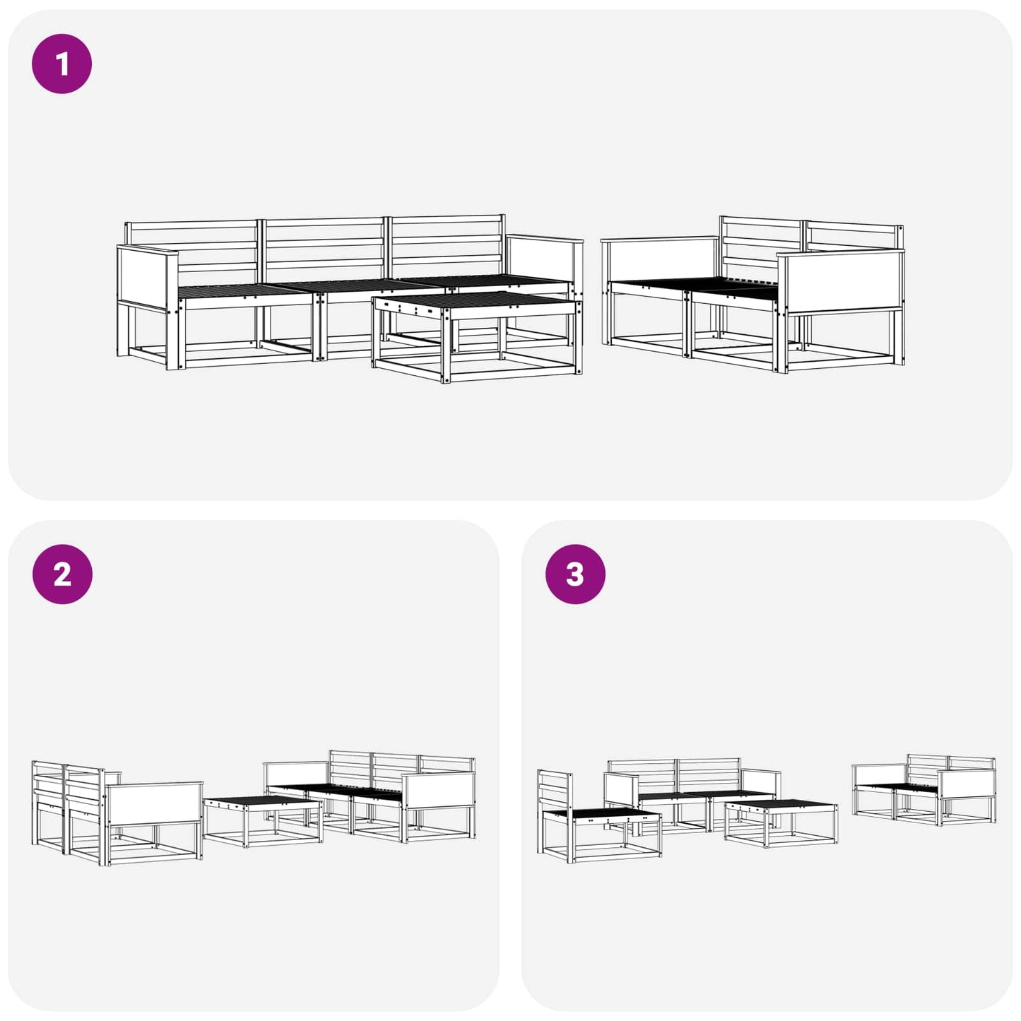 Outdoor Sofa Set 6 pcs Natural Solid Acacia Wood