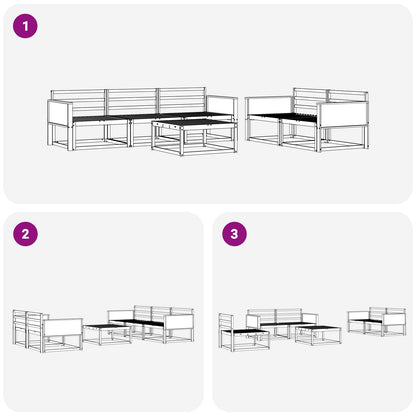 Outdoor Sofa Set 6 pcs Natural Solid Acacia Wood