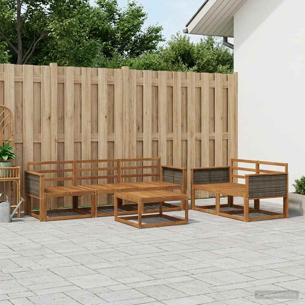 Outdoor Sofa Set 6 pcs Natural Solid Acacia Wood