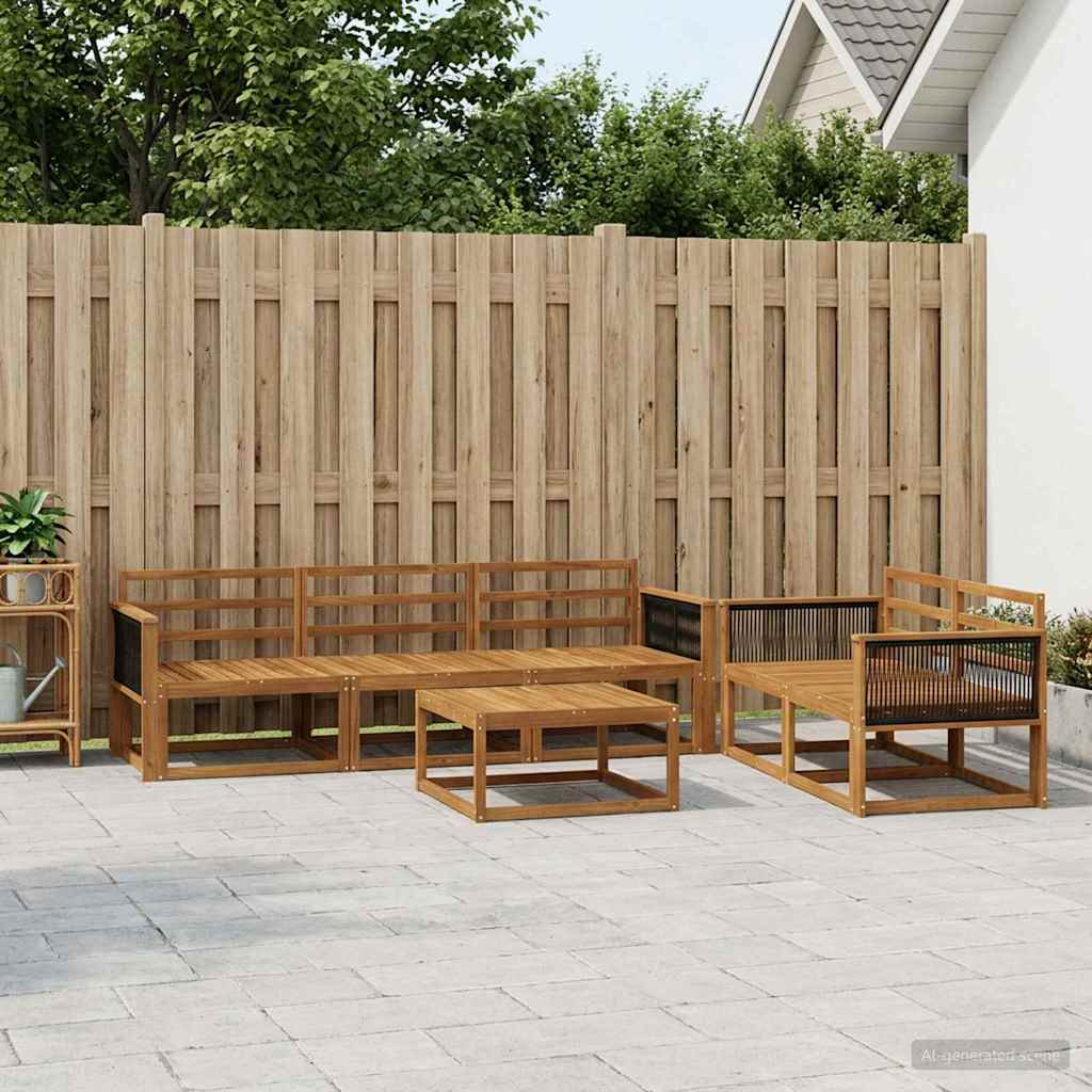 Outdoor Sofa Set 6 pcs Natural Solid Acacia Wood