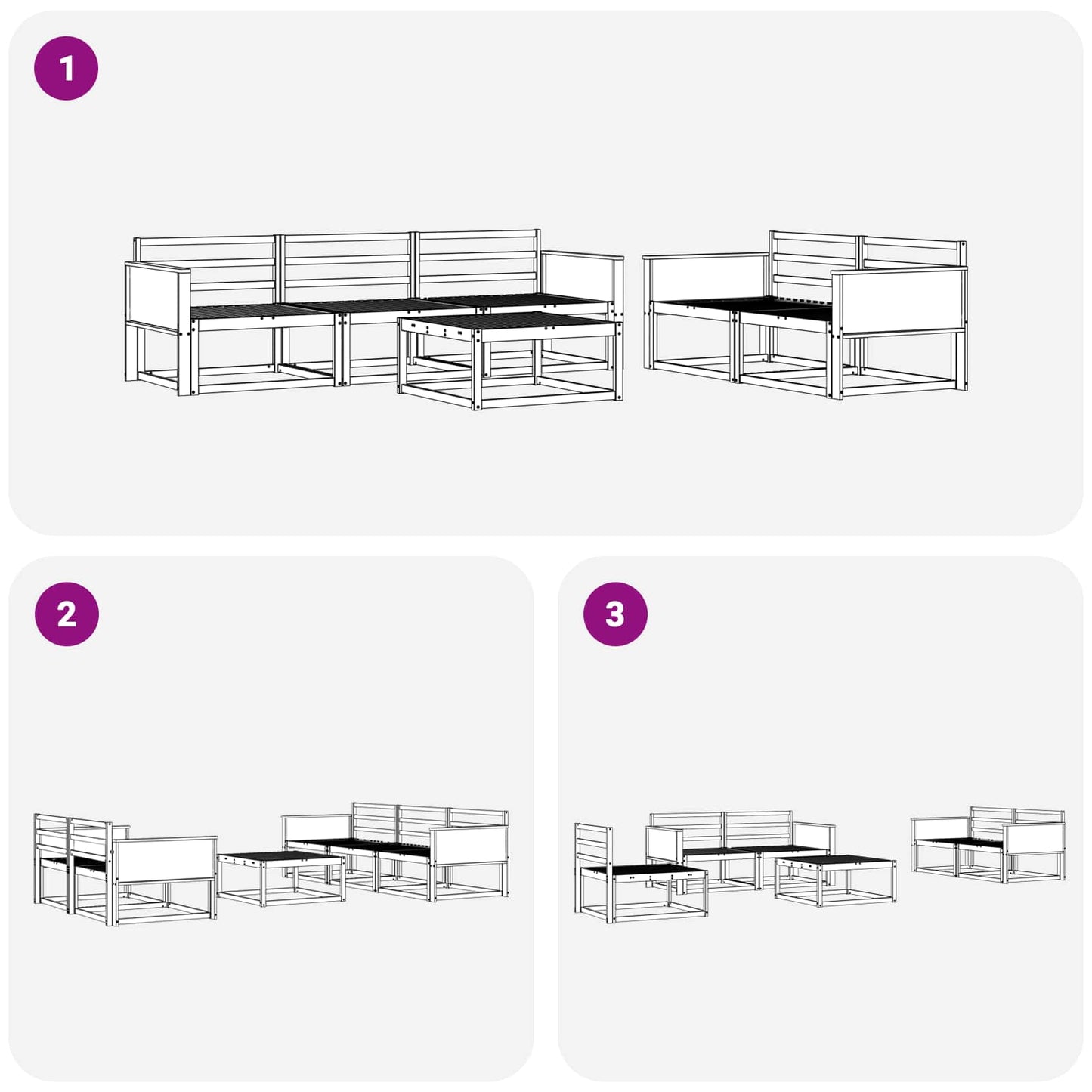 Outdoor Sofa Set 6 pcs Natural Solid Acacia Wood